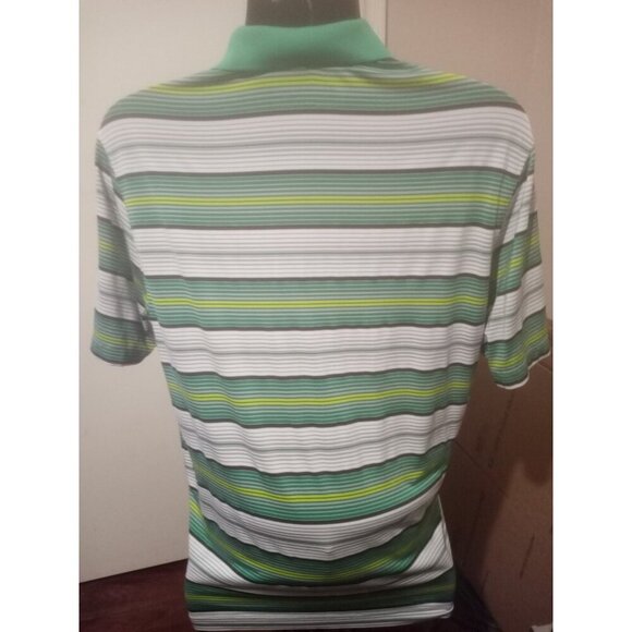 Nike Golf Tour Performance Green Gray Striped Dri Fit Casual Polo Shirt Large L - Picture 7 of 14